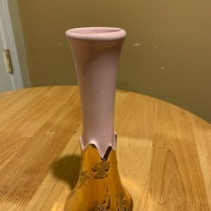 Vintage Pink American Bisque Vase with Weeping Gold